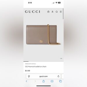 Gucci Taupe Crossbody Bag with Gold Chain